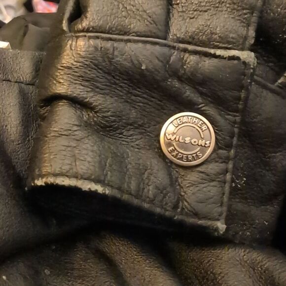 Kids Vintage Wilson black leather‎ long coat jacket size small - Picture 5 of 6